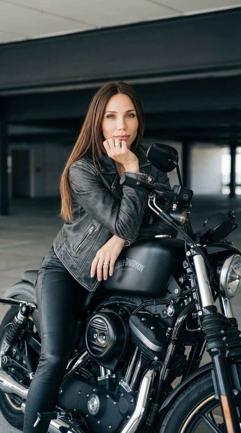 Кожаная куртка на мотоцикле