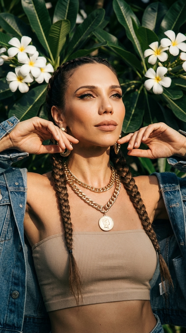 В косах с цепями