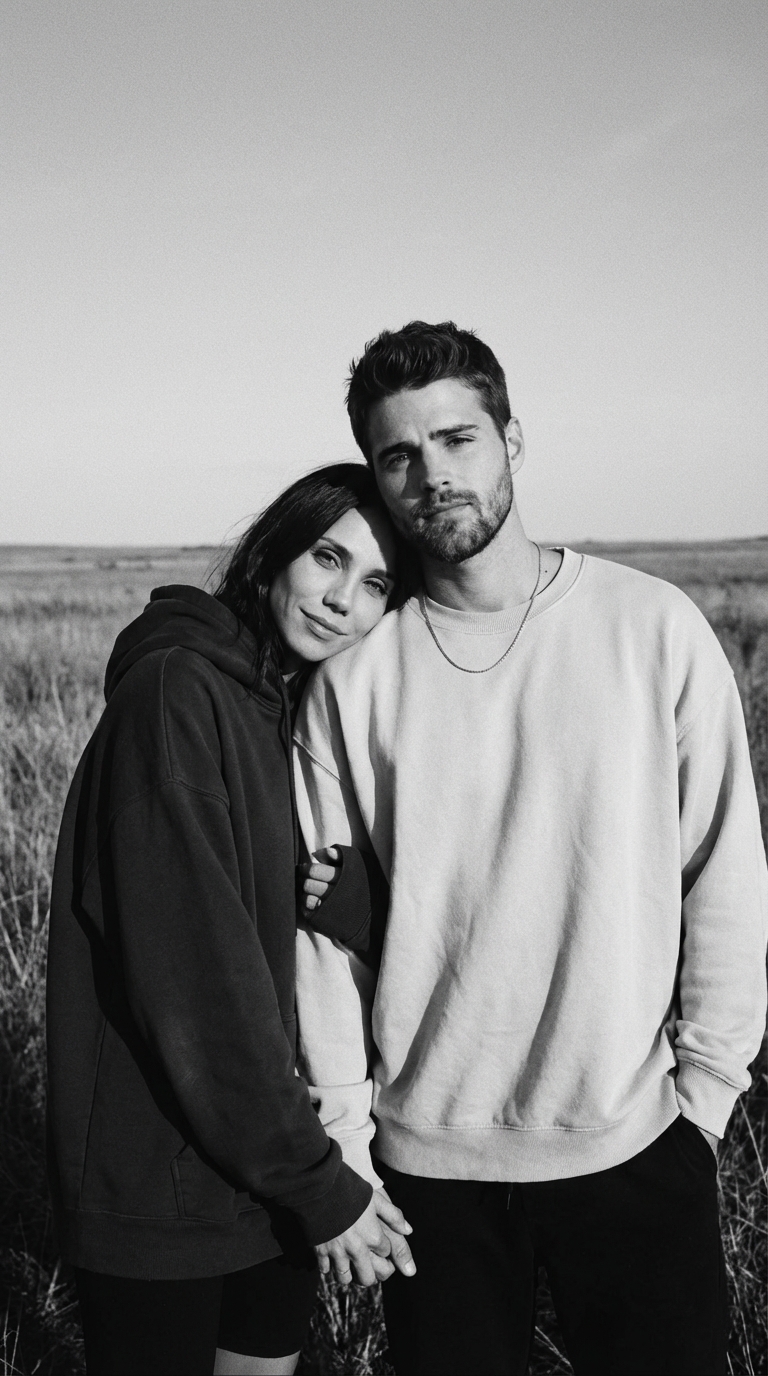 Романтичная пара в поле