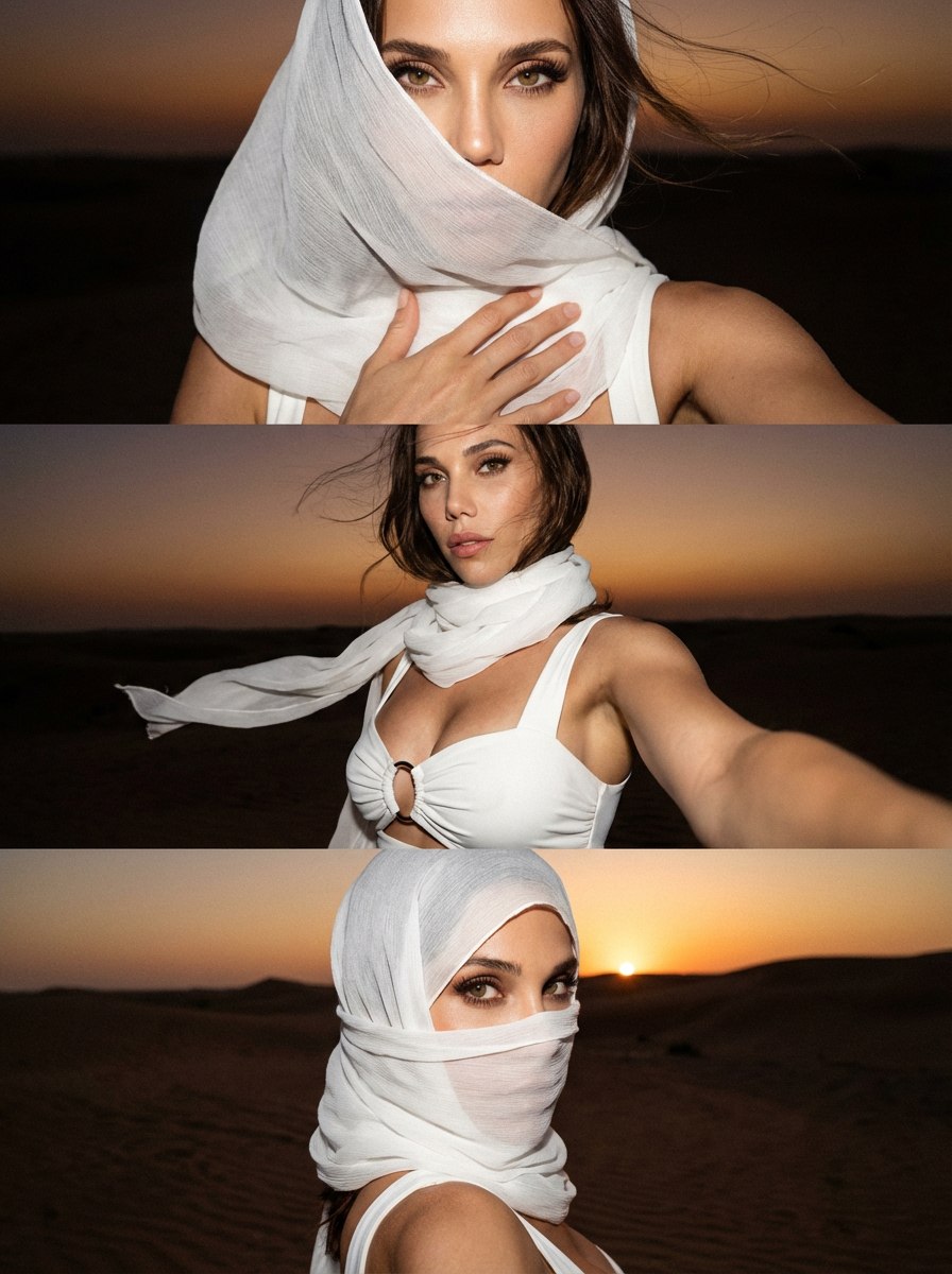 Коллаж селфи пустыня