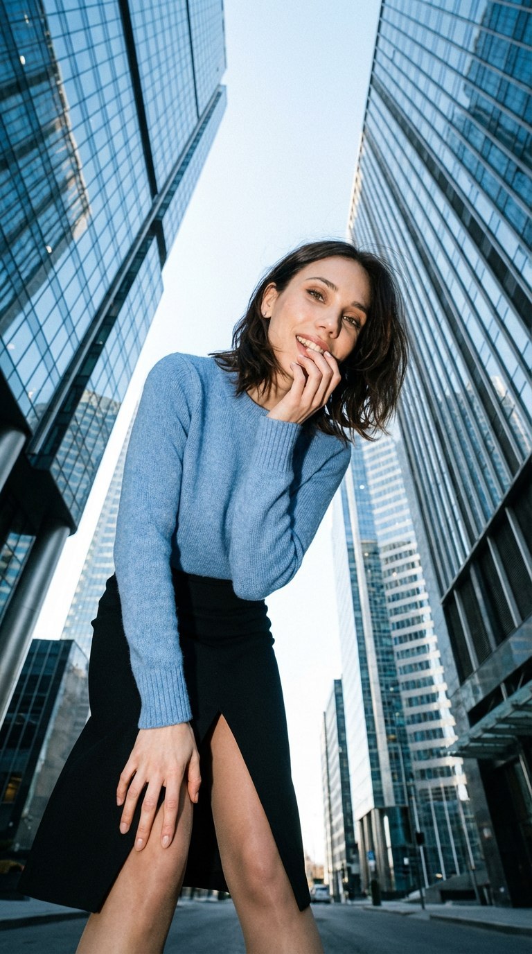 На фоне небоскребов