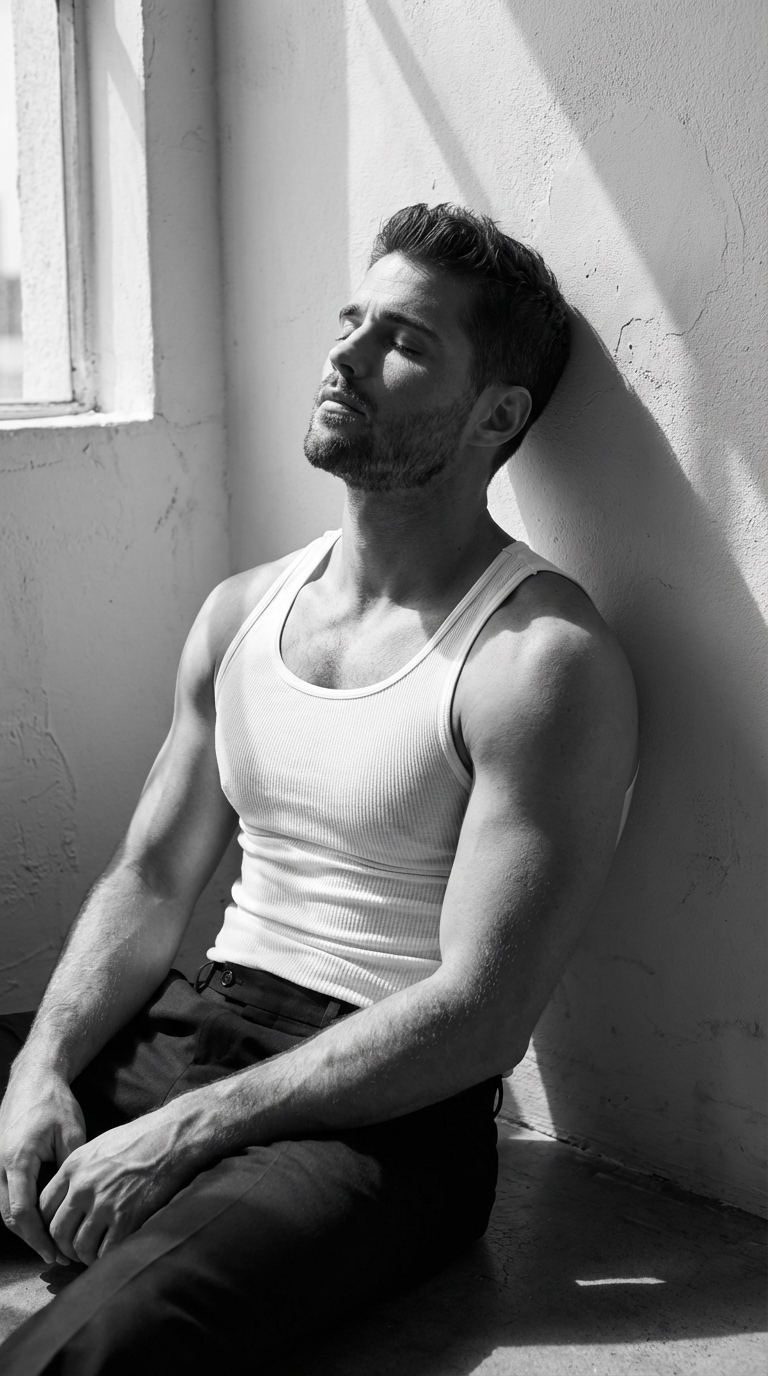 У стены в белом топе