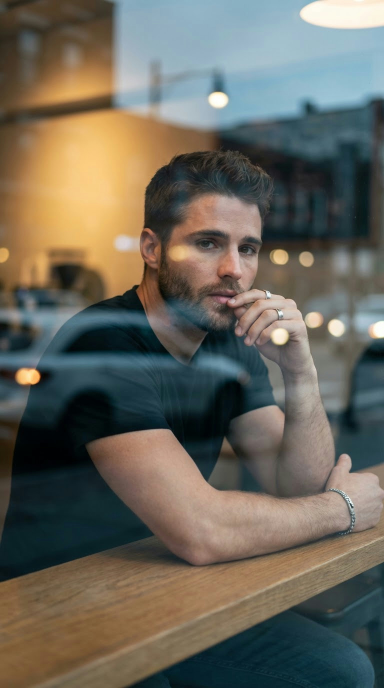 Через стекло кафе