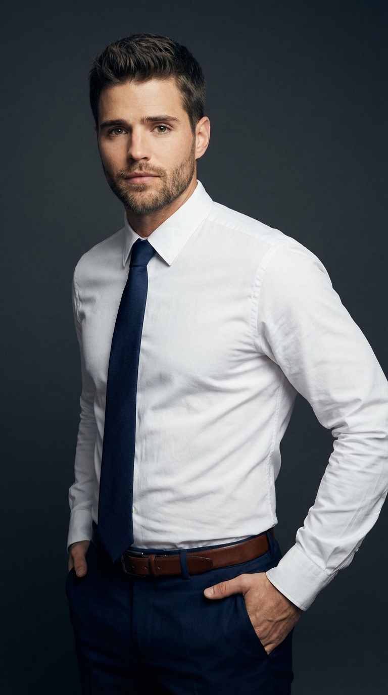 LinkedIn белая рубашка с галстуком