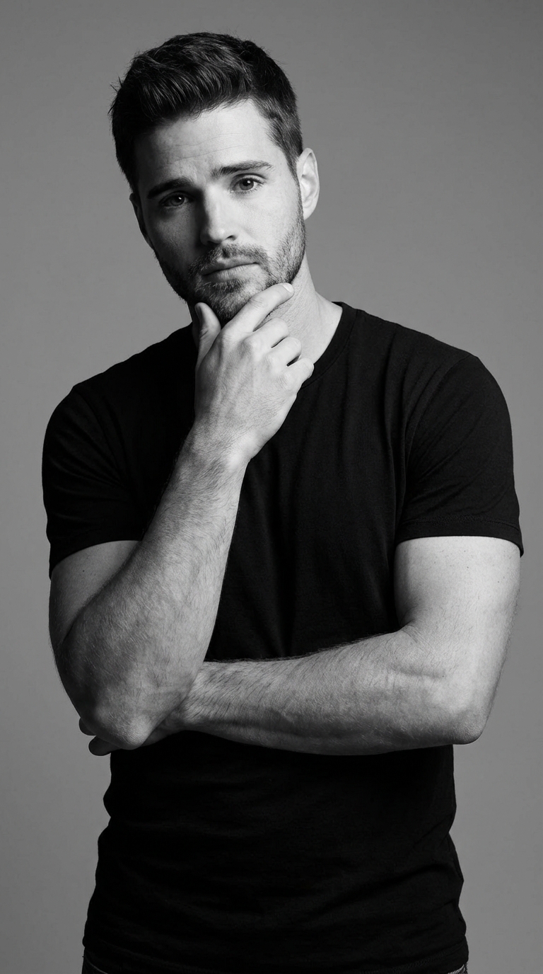 B&W рука у подбородка стоя