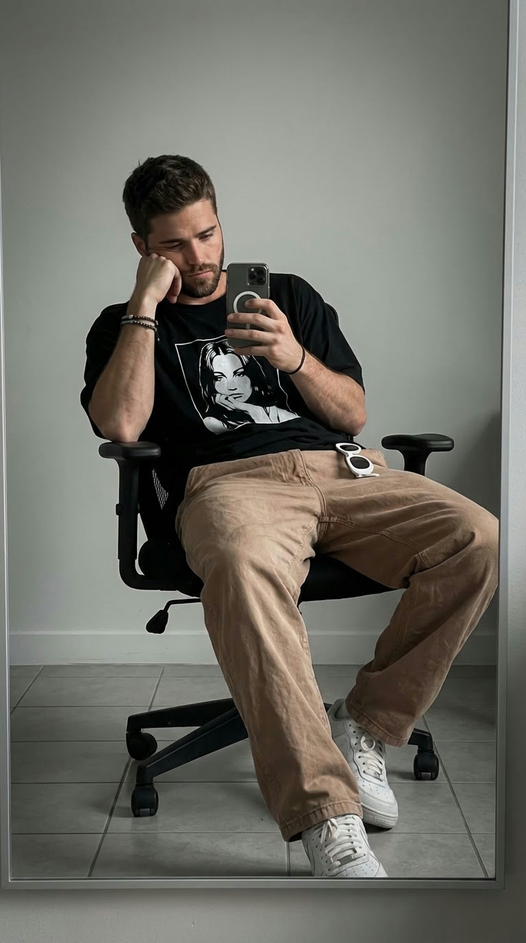 Зеркальное селфи на стуле