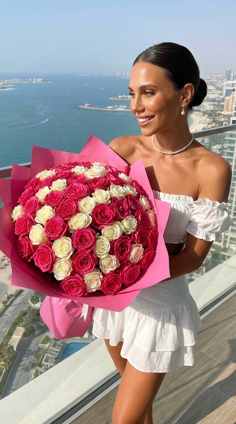 С букетом роз