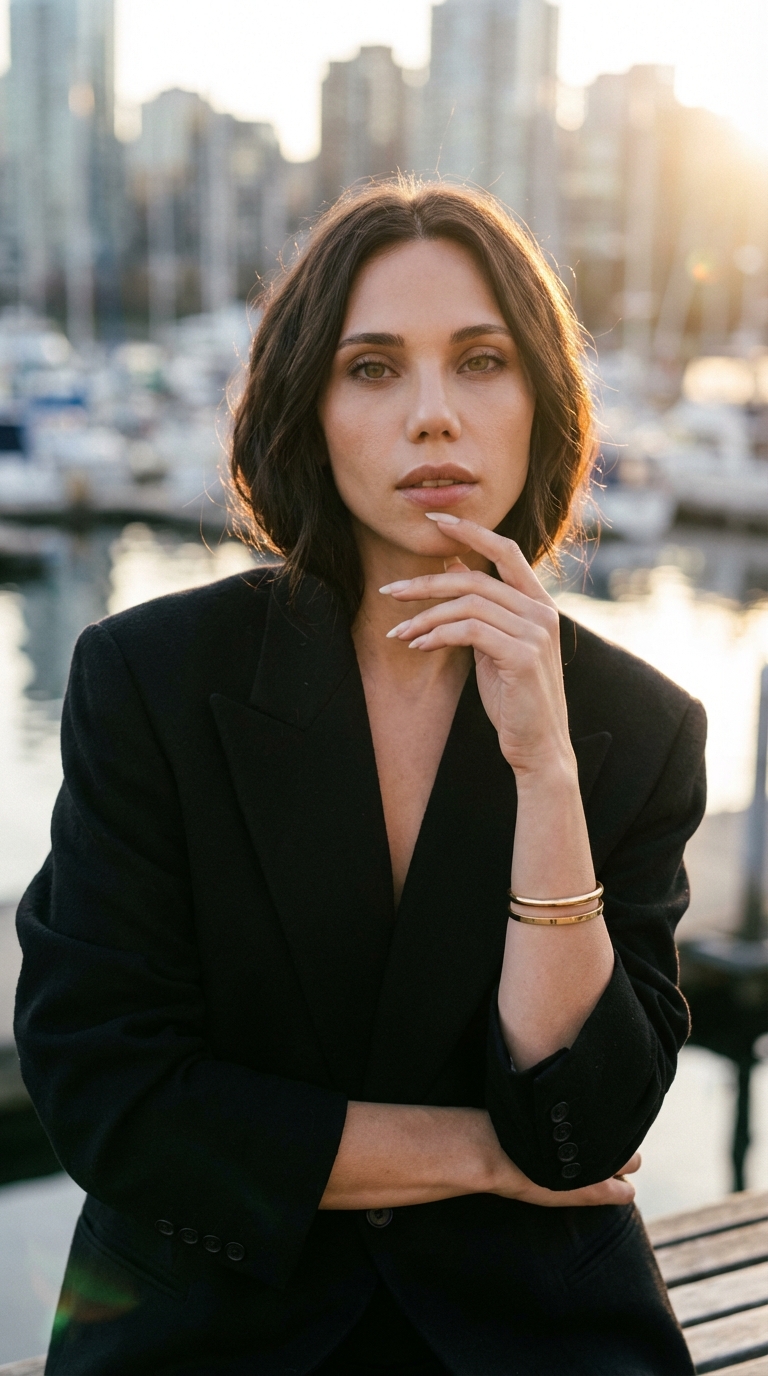 Чёрный блейзер у причала