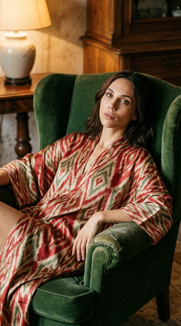 Шёлковый халат в кресле