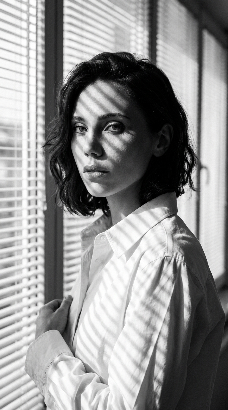 Черно-белый у жалюзи