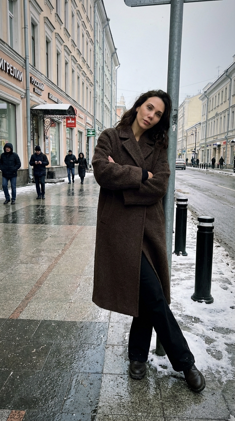 На городской улице зимой