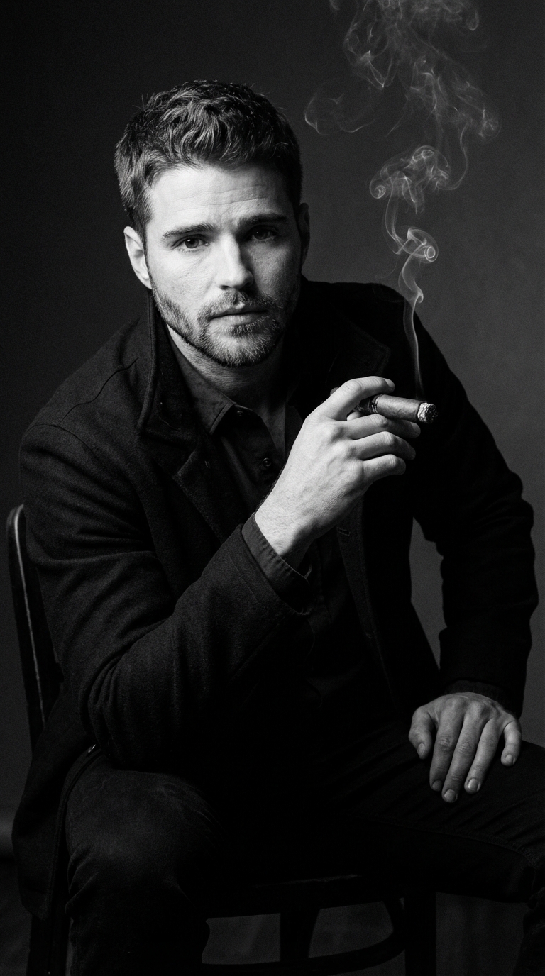 С сигарой в студии