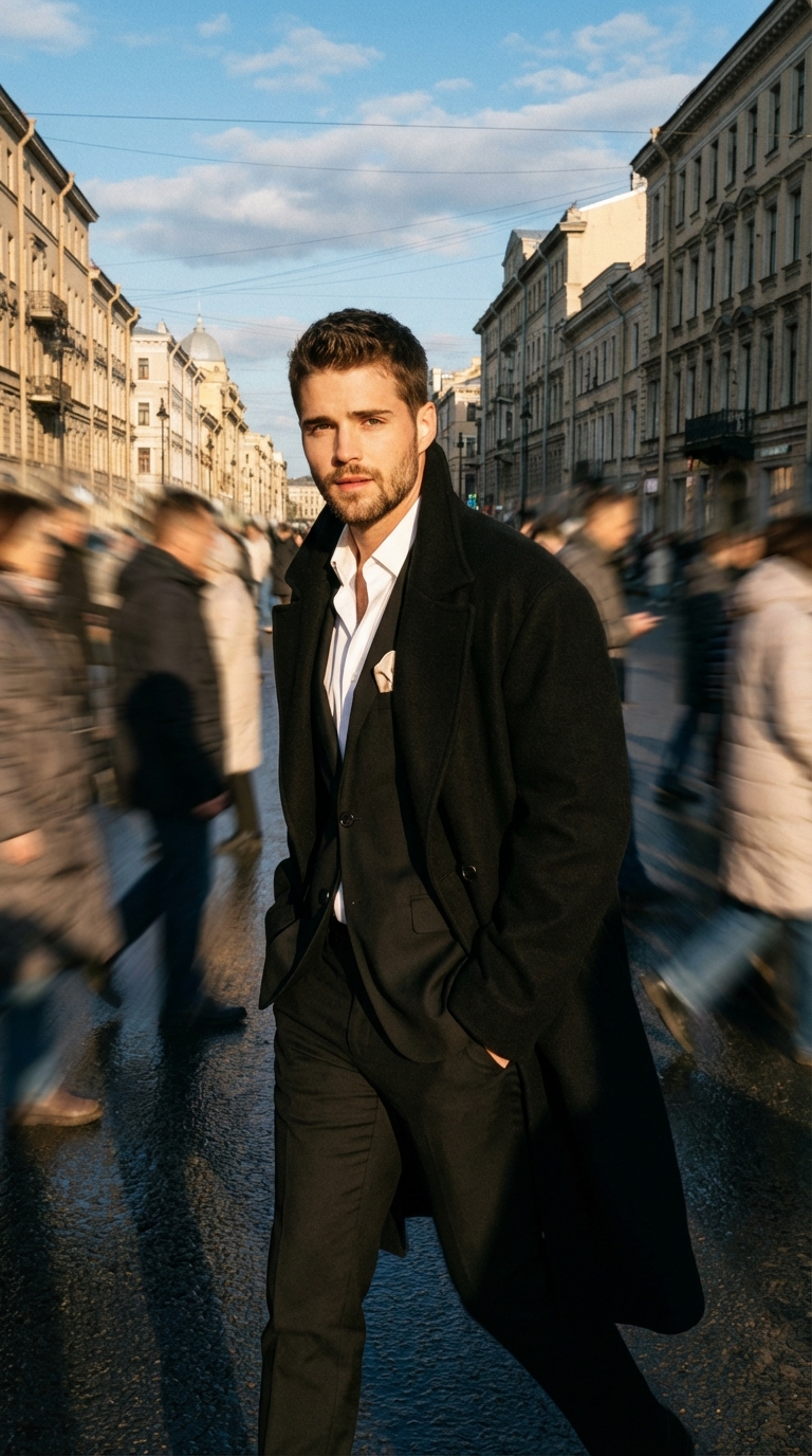 На городской улице в толпе