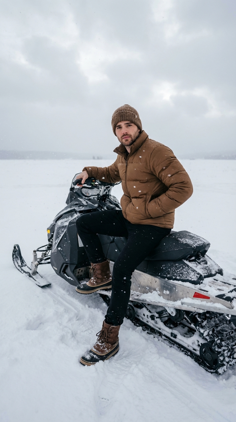 На снегоходе в поле