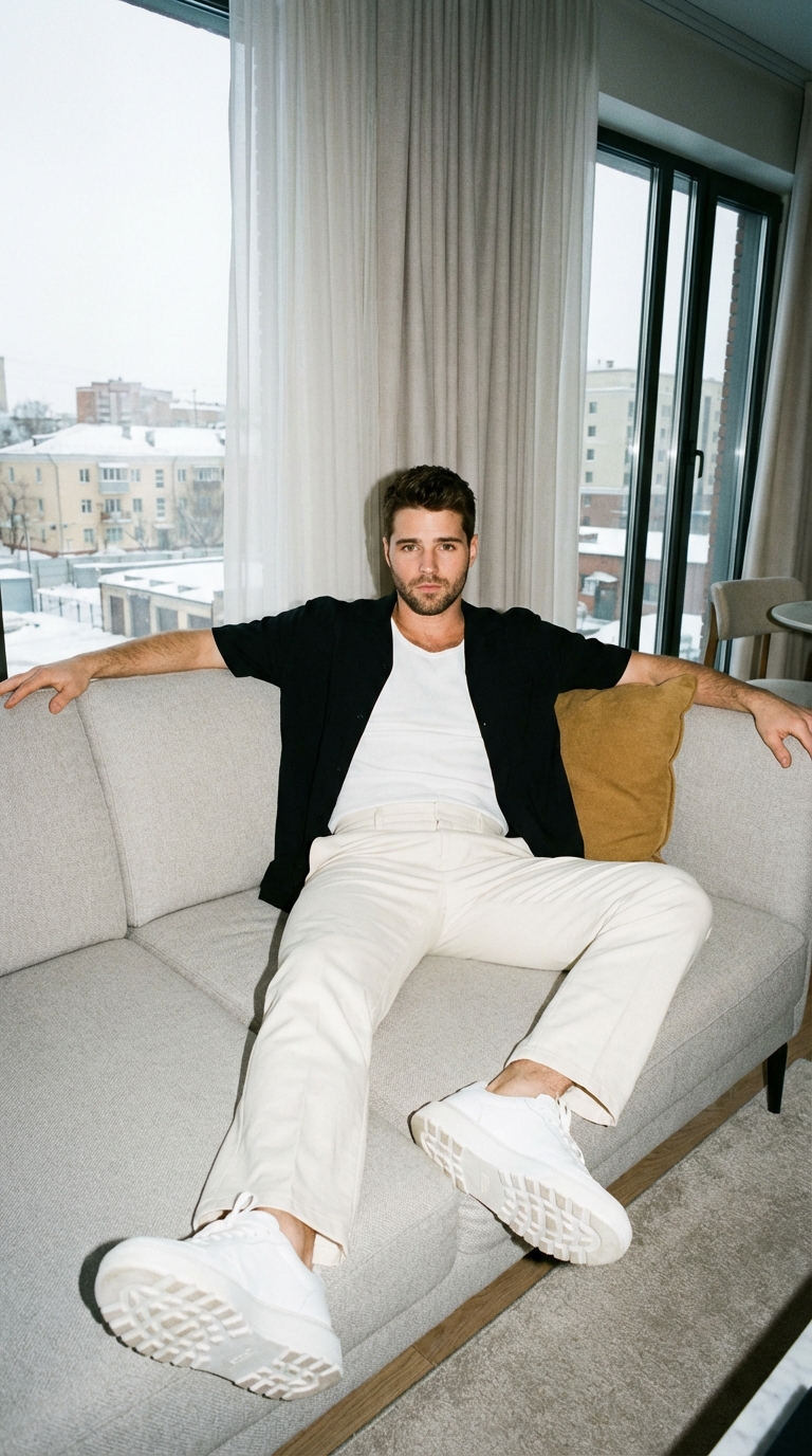 На диване у окна