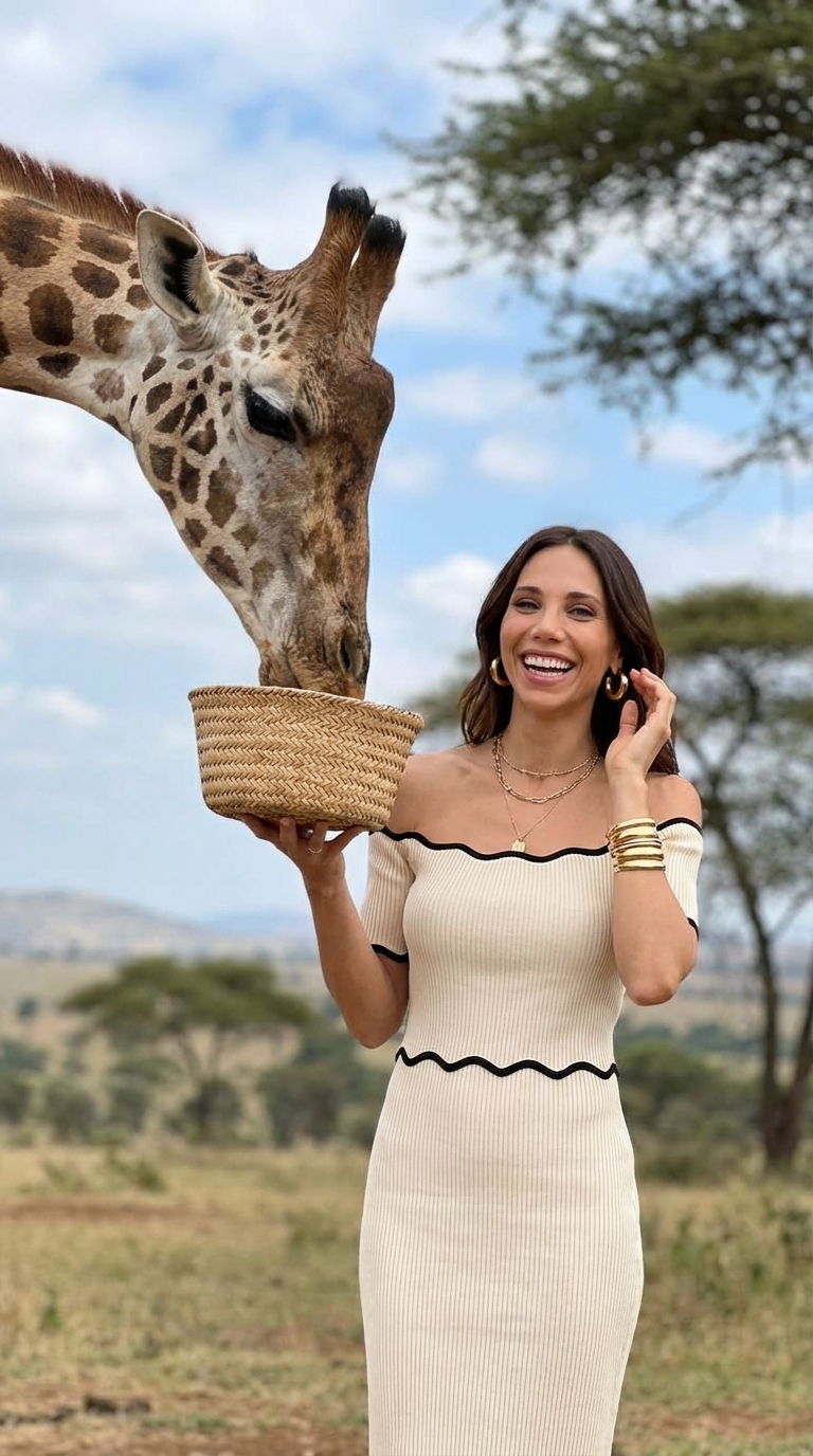 Кормление жирафа